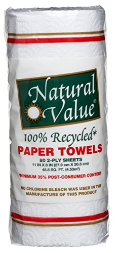 Natural Value, 100% Recycled Paper Towels (80-Sheets), 1 Count image 2
