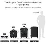MILADA Expandable Luggage Bags for Travel Foldable Suitcase with Wheels Collapsible Rolling Travel Duffle Bag Lightweight Large Suitcases without Telescoping Handle, Black - Image 2