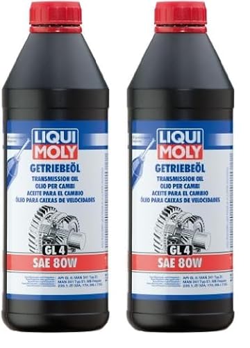 LIQUI MOLY Getriebeöl (GL4) SAE 80W | 1 L | Getriebeöl | Hydrauliköl | Art.-Nr.: 1020, farblos (Packung mit 2)