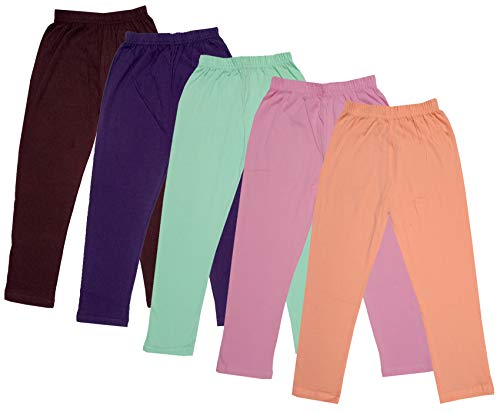 Image of IndiWeaves Girl's Regular Fit Cotton Capri Pants (71800-199200201202204-IW-P5-24 Peach, Light Purple, Sea Green, Wine, Brown 4 Years-5 Years)