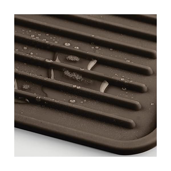 mDesign-Premium-Quality-Pet-Food-and-Water-Bowl-Feeding-Mat-for-Dogs-and-Puppies-Waterproof-Non-Slip-Durable-Silicone-Placemat-Raised-Edges-Food-Safe-Non-Toxic-Small-Espresso-Brown Feeding Mat for Dogs and Puppies