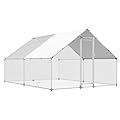 HEYTOWN Large Metal Chicken Coop Chicken Pen with Water-Resident and Anti-UV Cover Walk-in Poultry Cage Chicken Runs for Yard with Cover Duck Rabbit Dog House Outdoor