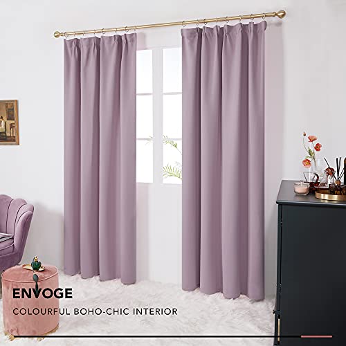 Deconovo Blackout Curtains Pencil Pleat Thermal Insulated Curtains for Living Room Bedroom, Kitchen, Pink Lavender - Image 4