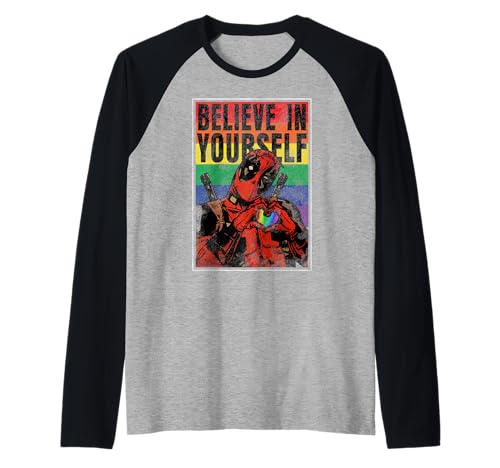 T-shirt Deadpool arc-en-ciel respirant avec manches raglan imprimé Marvel Pride