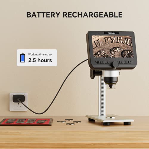 Tomlov Dm4 Pro Wireless Digital Microscope | 4.3" Lcd Digital Microscope 1000X, Ips Screen, 2 Gooseneck Lights, Pc View, Windows Compatible(Work With Iphones) #TOP6