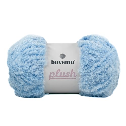 Image of Plush Faux Fur Bulky Yarn, Super Soft Fluffy Fuzzy for Knitting Crocheting Crafting, 100 Gram (3.53 Ounces) 109 Yards (100 Meters) (Baby Blue)