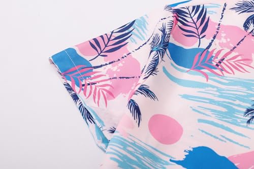 Image of Cromoncent Matching Hawaiian Outfits for Family, Dad and Son Matching Luau Beach Tropical Shirts Mommy Daughter Tropical Sets