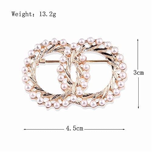 Round Brooch Pin with Pearl for Women Girls Faux Pearl Lapel Pin Wedding Party Bridal Jewelry Vintage Simulated Pearl Flower Brooch Pin2