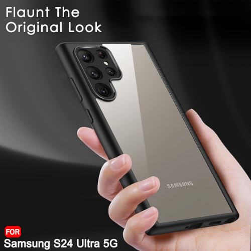Image of TheGiftKart Ultra-Hybrid Clear Back Cover Case for Samsung Galaxy S24 Ultra 5G | Shockproof Design | Camera Protection Bump | Transparent Back Cover for Samsung S24 Ultra 5G (PC & TPU, Black Bumper)