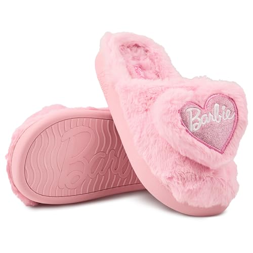 Barbie Kids Slippers Fuzzy Girls House Slippers for Kids Cozy Soft Plush Indoor and Outdoor