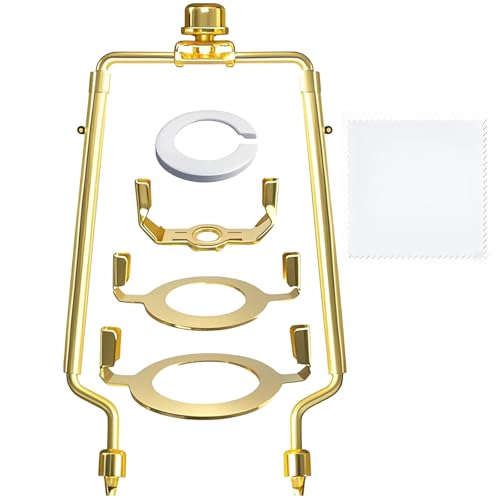 Image of Lamp Shade Harp Holder for Spider Lampshade,7 /8 /9 /10 Inch Height Adjustable,3 /8 inch Standard Saddle,E14 /E26 /E27 Light Base UNO Fitter Adapter Converter,Lamp Kit and Parts,Lamp Harp (Gold)