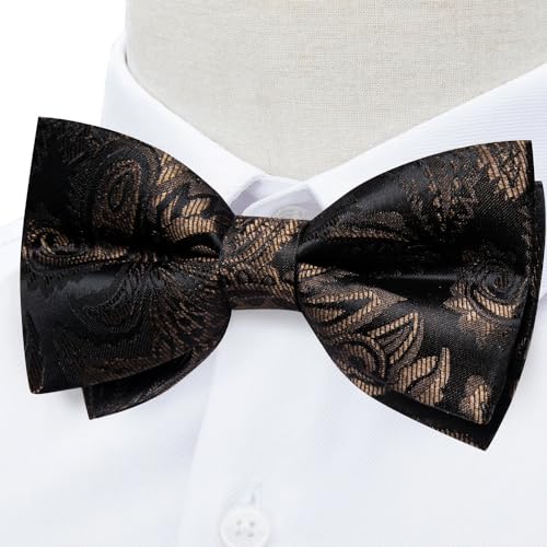 Corbata de moño Paisley preanudada con pañuelo y gemelos miniatura 3