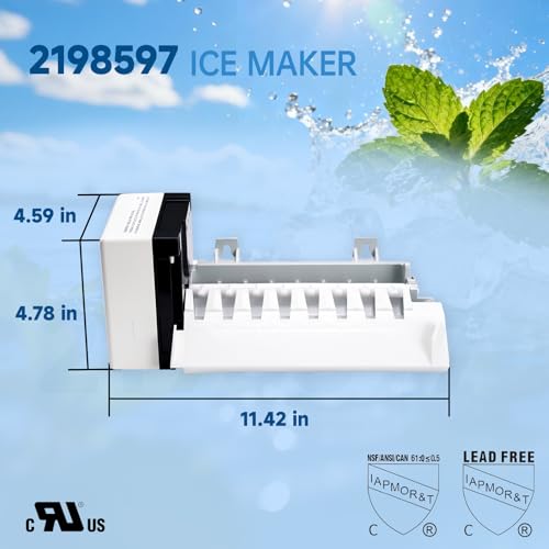 2198597 RIM597 Ice Maker Replacement Kit Replaces W10122502 626663 1016069 | 2198597 RIM597 fridge ice maker food grade sensor design fits Whirlpool Maytag KitchenAid leak ice fault repair