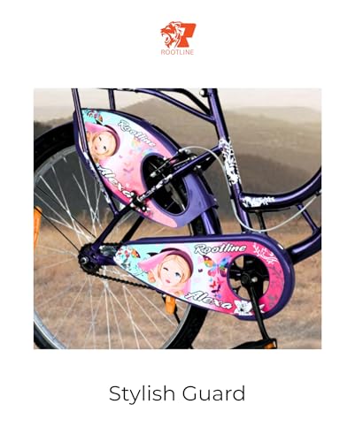 Image of ROOTLINE Alexa Purple Bicycle for Girls /Women with Front Basket and Integrated Carrier | BCP Rim & Handle (Purple)