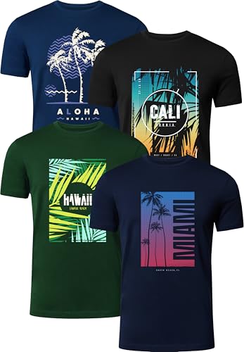 Catálogo de Playeras Full Print los 5 más buscados. 44 Full Time Sports PRINT-003 - Pack de 4 Camisetas para Hombre, algodón, Estampadas, P1., CH