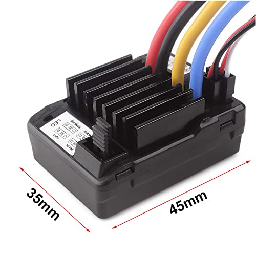 KEEDA 60A Brushed ESC Waterproof Electric Speed Controller Part for 1/10 RC Car Off-Road Truck Boat, Black, Small - Image 2