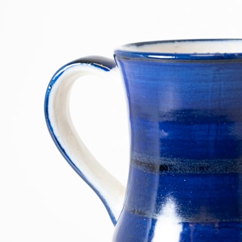 Image of KALAKRITI 350 ml Glossy Blue Ceramic Milk Pot & Creamer | Handmade Pouring Mug with Handle | Multipurpose Coffee, Tea, Sauce & Syrup Server | Table Pitcher for Cafe & Home Use (Set of 1)