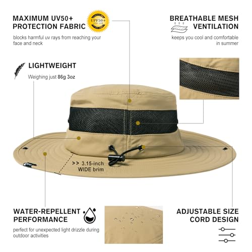 Image of Oversized XL XXL Waterproof Sun Hat for Big Heads Mesh Bucket Hat Wide Brim Adjustable Packable Hiking Beach Fishing
