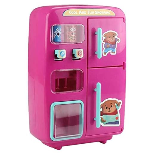 QIANG 31pcs Simulation électrique Réfrigérateur Jouets Distributeur Automatique Jeux de rôles Toy avec Aliments, Enfants Cadeau de Jouets éducatifs - Rose, Rose 28.5x13x27.5cm Apprendre