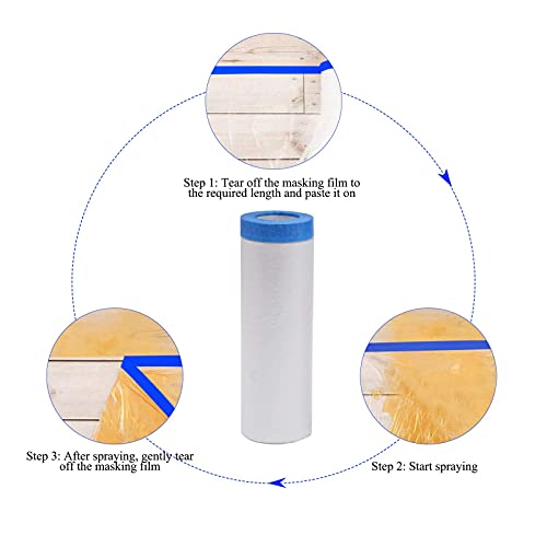 Image of VECOPE 3-Piece Set,Pre- Masking Film Protection Covering Cloth Tape | for Automotive Covering Painting Paint Masking (5-Feet X 65-Feet)