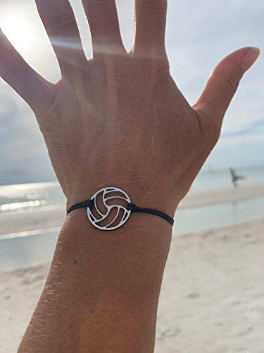 Image of Sportybella Volleyball Bracelet - Waterproof, Girls Volleyball Jewelry, Stainless Steel Adjustable Charm Bracelet with Volleyball Charm -Gift for Female Volleyball Player
