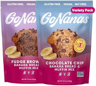 GoNanas Banana Bread Mix - Bundle of 2 Flavors. Vegan, Gluten Free Healthy Snacks. Oat Flour Banana Bread or Banana Muffin Mix. Women Owned, US Ingredients, Dairy Free, Nut Free, Delicious Snacks