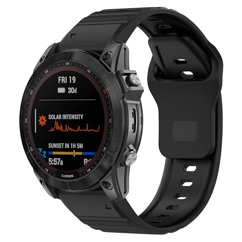 Shecret Correa para Garmin, Silicona Reemplazo Correa para Garmin Fenix/Forerunner/Approach/MARQ/Quatix/Descent/Tactix/D2 Series, Quick Fit Correa Deportiva (22mm, Negro)