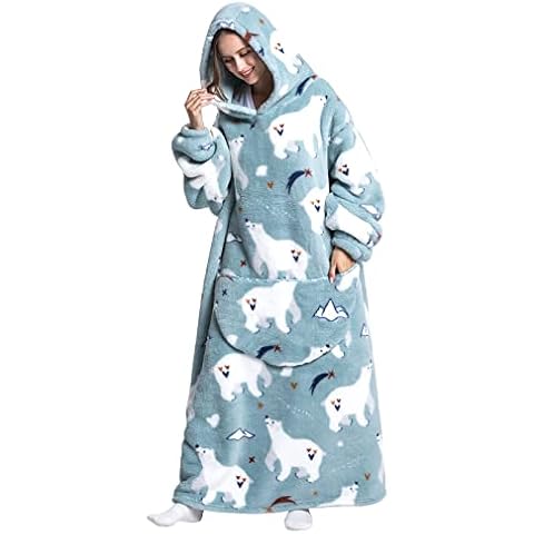 Msrlassn Oversized Hoodie Blanket for Women Adults Oversized Wearable Hooded Sweatshirt Pullover, Wearable Blanket Hoodie Super Soft Warm Cosy Sweatshirt with Big Pocket (Polar bear-Extra Long) Cover