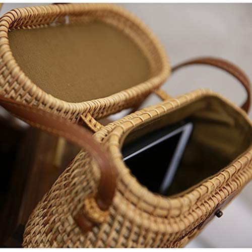 AMYPZN Handwoven Rattan Bag Handmade Bali Ata Straw Shoulder Bag Beach Summer Bag, Beige, Medium - Image 4