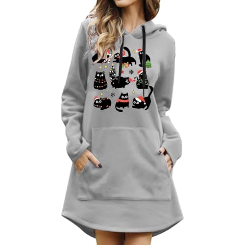 Vestido estampado con capucha y forro polar para mujer