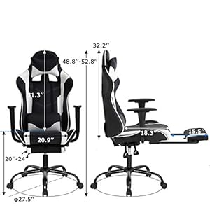 Pcgamingchairofficechairergonomicmassagepuleatherreclinercomputerchairwithlumbarsupportrollingswiveltaskchairforadultswhite  Urban Country Home Decor Pc gaming chair office chair ergonomic massage pu leather recliner computer chair with lumbar support rolling swivel task chair for adults white  urban country home decor