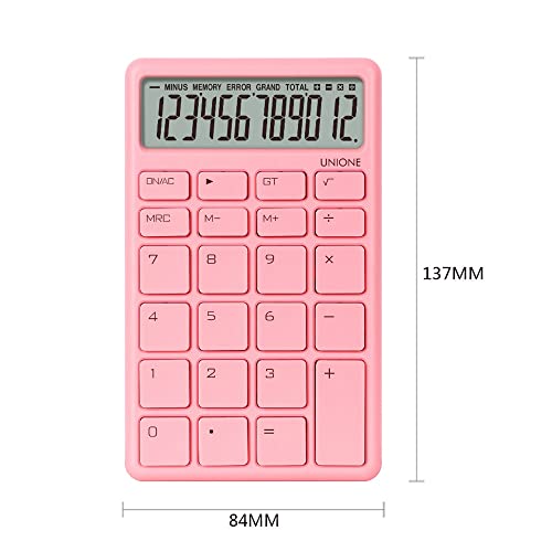 Unione Pocket & Desktop Pink Calculator With A Bright Lcd, Dual Power Handheld Desktop. Color. Business, Office, High School (3.3×5.4In) #TOP2