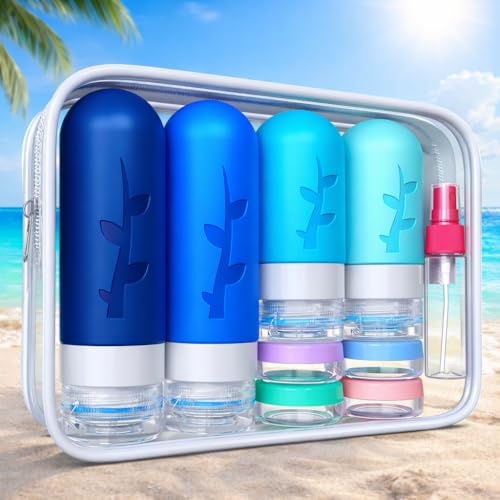 Image of Travel Bottles for Toiletries,TSA Approved Silicone Travel Containers jar for Toiletries,Leak Proof Refillable Liqus Shampoo And Conditioner Travel Essentials toiletry