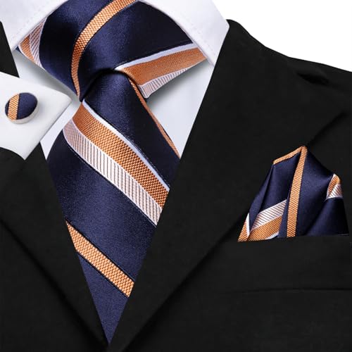Image of Hi-Tie Men 63inches Tie Set Extra Long Necktie Paisley Tie Pocket Suqare Cufflinks Big and Tall Men Tie