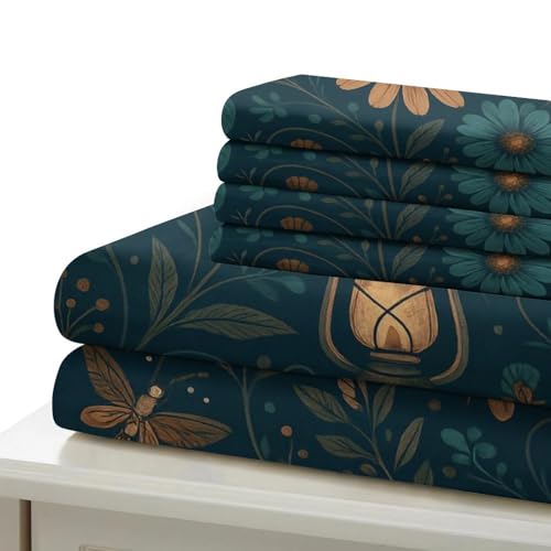 Housse de couette 140x200 fleurs vintage en microfibre douce pour lit simple - 7