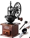 Manual Coffee Grinde,Vintage Style Wooden Hand Grinder Hand Coffee Grinder Antique Cast Iron Roller