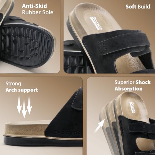 Image of DOCTOR HEALTH SUPER SOFT Men's Adjustable Strap Sandals | Soft Cushioned Footbed | Lightweight Anti-Skid Comfort Sandals | Casual Everyday Wear Slip-On Sandals for Men