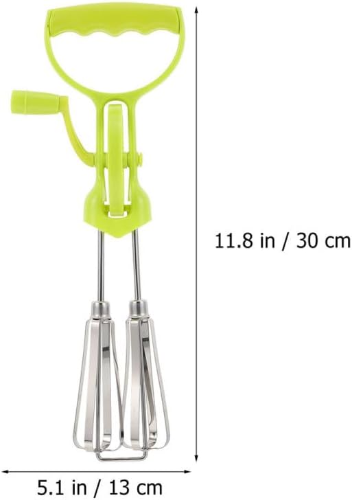 Hand Crank Manual Egg Beater Stainless Steel Mixer with Ergonomic Handle for Efficient Multi-Functional Kitchen Mixing and Baking 11.81X5.11X3.14In