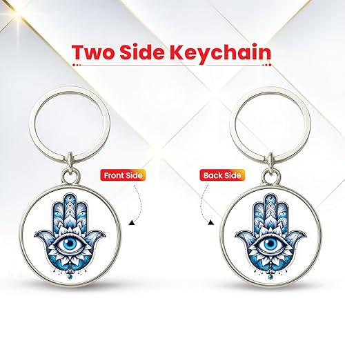 Image of MG | Protective Evil Eye /Spiritual Symbols /Om /Motivational Keychains | Double-Sided Metal Key Ring | Good Luck and devine Charm for Car, Bike, Home & Office