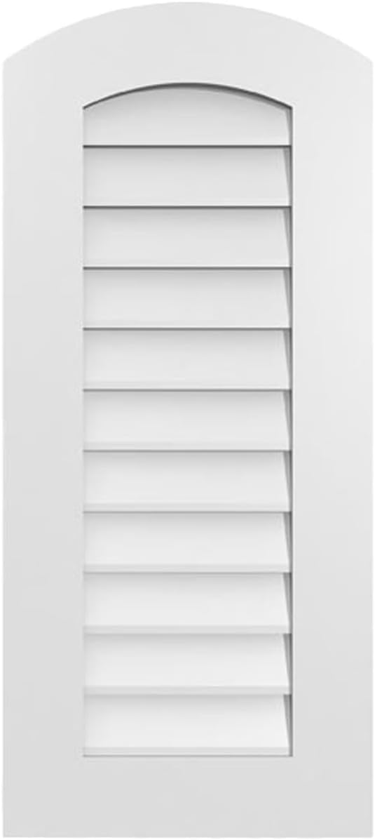 16"W x 16"H Arch Top Surface Mount PVC Gable Vent: Non-Functional, w/ 3-1/2"W x 1"P Standard Frame