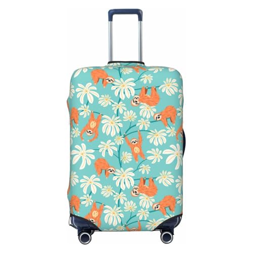 VOSERY Travel Luggage Cover - Cute Sloth on Floral Tree Washable Suitcase Covers Protector Fits 18-32 Inches Luggage