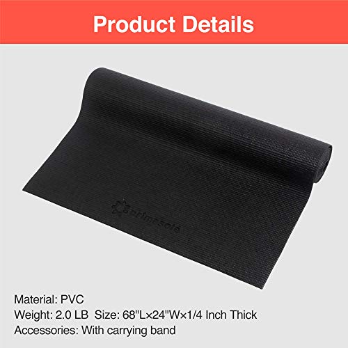 Image of Primasole Yoga Mat with Carry Strap for Yoga Pilates Fitness and Floor Workout at Home and Gym Non-slip 9 colors