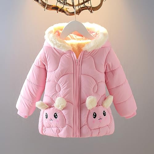 KAGAYD Toddler Girls Winter Coat Ears Hood Down Jacket Hooded Puffer Jacket Padded Down Coats Windproof Snow3