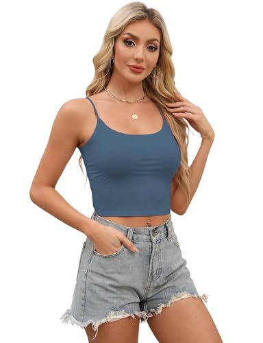 Image of Buauty 2 & 4 Packs Crop Tank Top for Women, Basic Solid Cropped Double Layer Spaghetti Strap Short Sleeveless Camisole