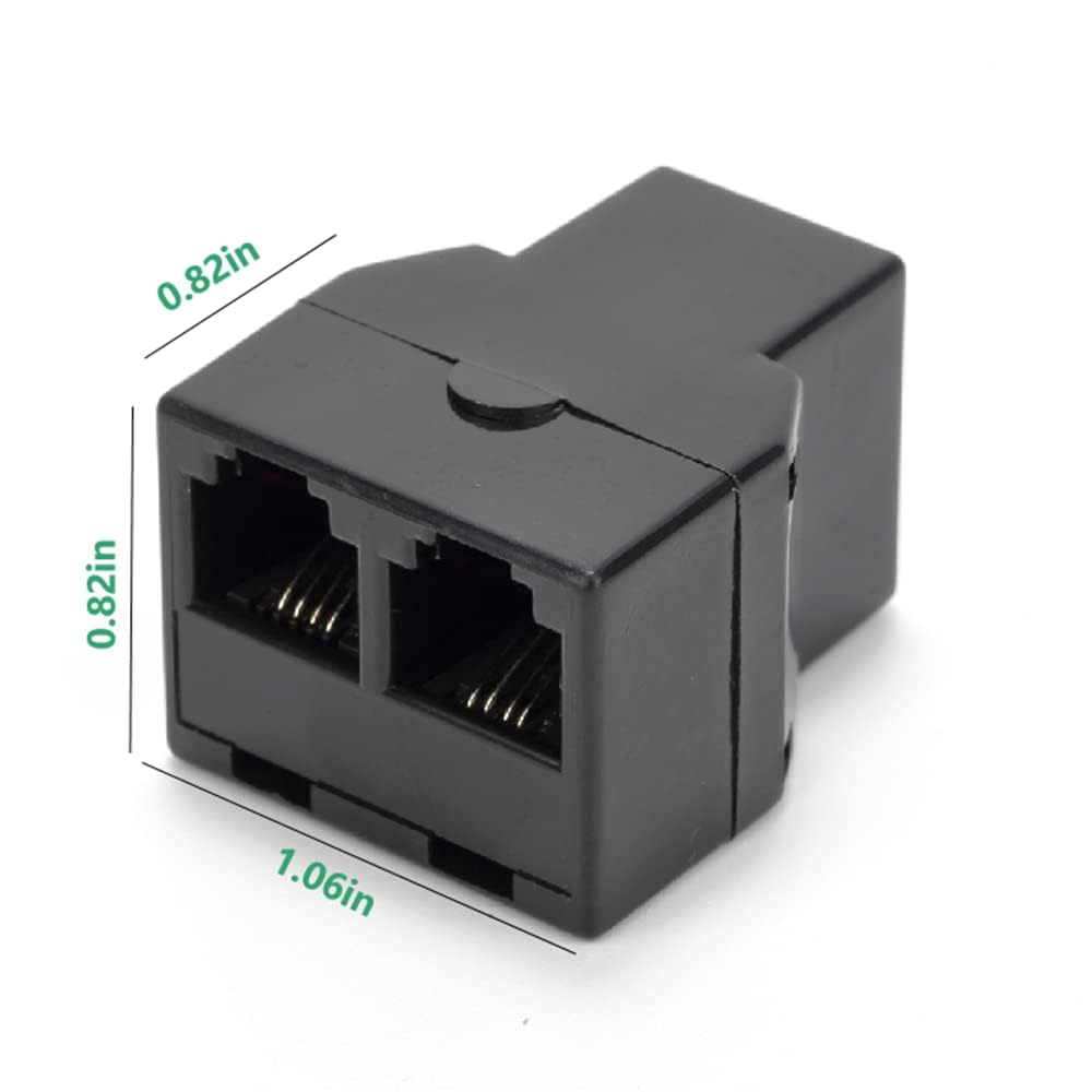 RJ11-Kabel, 2-Wege-Telefon-Splitter, 3 Stück, schwarz, Splitter, 6P4C-Anschluss, Telefonleitungskabel, Adapter mit Kabel für Festnetz-Telefonkabel, geeignet für Telefon, Faxgerät