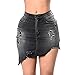 Produktbild Saoye Fashion Femmes Casual Denim Mini Jupes Jean Jupes Taille Haute Größe Fiesta Kleidung Re Ourlet Trous Trous Denim Moulante Jupe Avec Poche (Color : Schwarz, Size : 2XL)