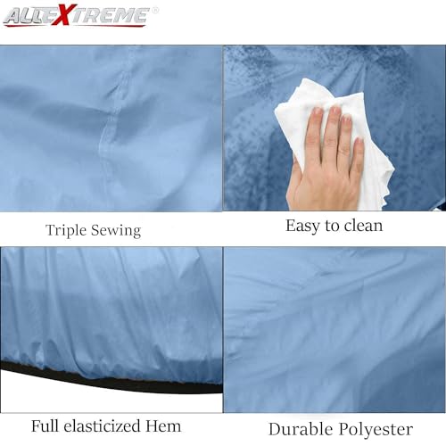 Image of Allextreme DG5001 Car Body Cover Compatible with Datsun Go Custom Fit Dustproof UV Heat Resistant Indoor Outdoor Body Protection (Blue with Mirror)