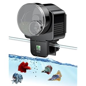 Pawfly Automatic Fish Feeder for Aquarium Auto Timer Fish Feeder for 60 ml Adjustable Fish Food Dispenser Holiday Timer for Pellets Granules & Strips, Battery Operated (Battery Not Included)