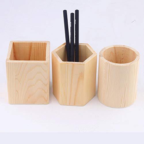 YMZ - Pot à crayons en bois - Simple et multifonction - Organiseur de bureau, hexagon – vue 7