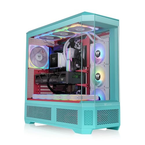 Image of Thermaltake View 600 TG; Full Tower; 420mm Radiator Support; 480mm GPU Clearance; Hidden Connector Support; Rotatable PCIe Slots; 220mm PSU Clearance; Mint Strawberry; CA-11H-00FLWN-00